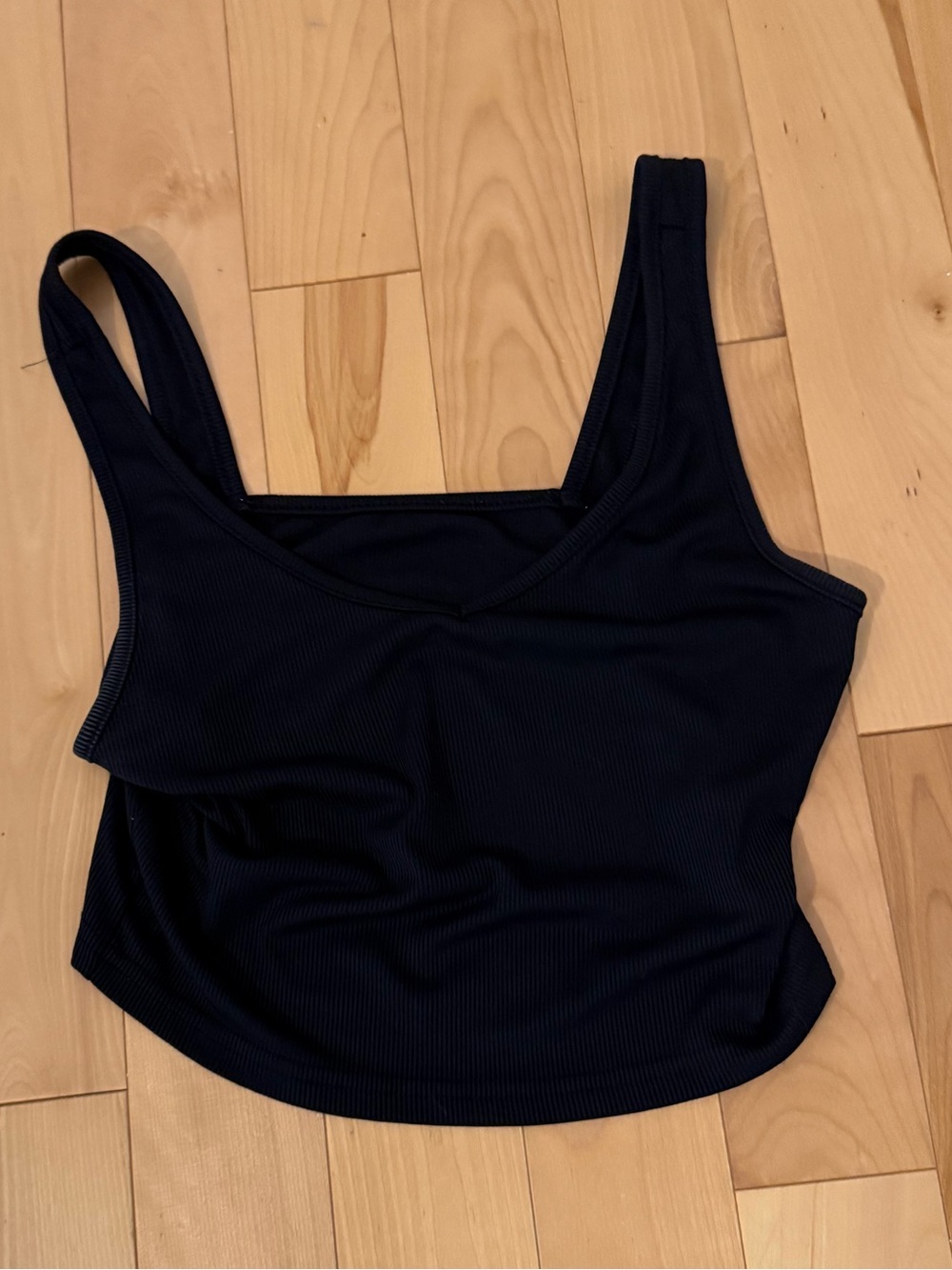 Black Ribbed V-Neck Tank Top